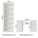 Ver imagem 3 de Escrivaninha Madesa Alaska + Estante Livreiro 6908 - Branco