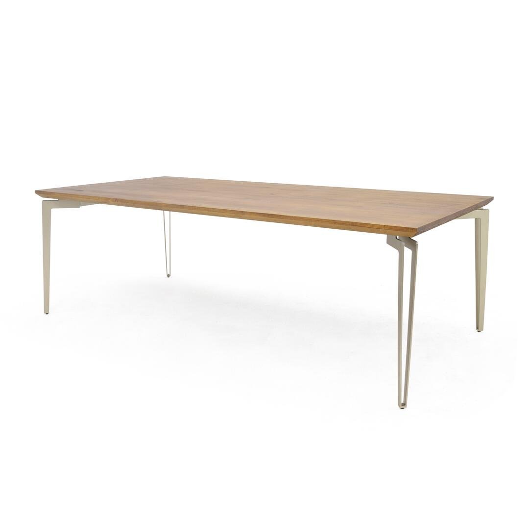 Mesa de Jantar de Madeira e Base de Ferro Champanhe Califórnia 220cm - 1