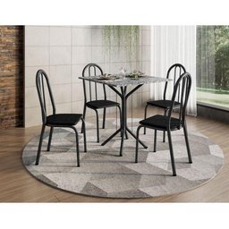 Mesa de Jantar Thais 70x70 Cm com Granito Ocre Itabira com 4 Cadeiras 050 Preto - Artefamol - 2