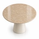 Ver imagem 2 de Mesa de Jantar Cone Redondo 80 cm Tampo Mármore Travertino Base Laca Off White