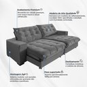 Ver imagem 3 de Sofá Califórnia Retrátil e Reclinável 3 Lugares 2,10m com Molas Ensacadas e Pillow cinza