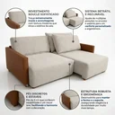 Ver imagem 4 de Sofá Retrátil Reclinável 200cm Bouclé Pilar Bege/Marrom