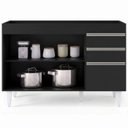 Ver imagem 5 de Balcão Gabinete 120cm 3 Portas 2 Gavetas Michigan Preto - Lumil Móveis