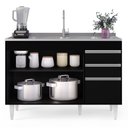 Ver imagem 3 de Balcão Gabinete 120cm 3 Portas 2 Gavetas Michigan Preto - Lumil Móveis