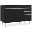 Ver imagem 2 de Balcão Gabinete 120cm 3 Portas 2 Gavetas Michigan Preto - Lumil Móveis