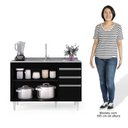 Ver imagem 5 de Balcão Gabinete 120cm 3 Portas 2 Gavetas Michigan Preto - Lumil Móveis