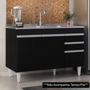 Ver imagem 2 de Balcão Gabinete 120cm 3 Portas 2 Gavetas Michigan Preto - Lumil Móveis