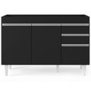 Ver imagem 6 de Balcão Gabinete 120cm 3 Portas 2 Gavetas Michigan Preto - Lumil Móveis
