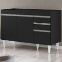 Ver imagem 1 de Balcão Gabinete 120cm 3 Portas 2 Gavetas Michigan Preto - Lumil Móveis