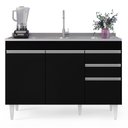 Ver imagem 7 de Balcão Gabinete 120cm 3 Portas 2 Gavetas Michigan Preto - Lumil Móveis