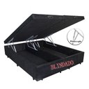 Ver imagem 2 de Cama Box Baú Queen Bipartido Blindado Suede Preto Com Pistão A Gás