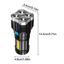 Ver imagem 3 de Lanterna LED Potente 4 Núcleos Alto Brilho Recarregável Portátil Longo Alcance Ultra Iluminaç