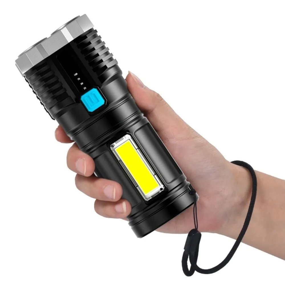 Lanterna LED Tática Potente 4 Núcleos Alto Brilho Recarregável Portátil Longo Alcance Ultra Iluminaç - 4