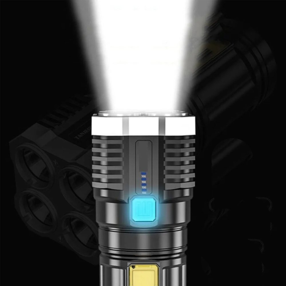 Lanterna LED Tática Potente 4 Núcleos Alto Brilho Recarregável Portátil Longo Alcance Ultra Iluminaç - 7