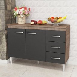 Balcão com Tampo 2 Portas 3 Gavetas Araçá Yescasa - 1 Balcão com Tampo 2 Portas 3 Gavetas Araçá Yescasa - 1