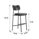 Ver imagem 5 de Banqueta Alta Stela para Bar Courino Preto Base Metálica Preta - Vallisa Decor