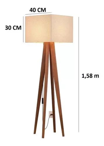 Luminaria Luna de Chão Cupula Quadrada Decorativa:Bege - 3