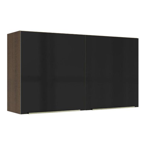 Armário Aéreo Madesa Lux 120 cm 2 Portas Rustic/Preto