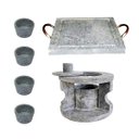 Ver imagem 1 de Fogareiro P Chapa Quadrada 20x20cm e Molheiras Pedra Sabão