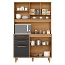 Ver imagem 2 de Armário para Cozinha Kit Prime 120 Cm 6 Portas 2 Gavetas Cinamomo Preto Catedral Fosco - Zanzini