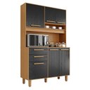 Ver imagem 1 de Armário para Cozinha Kit Prime 120 Cm 6 Portas 2 Gavetas Cinamomo Preto Catedral Fosco - Zanzini