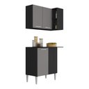 Ver imagem 1 de Kit Armário de Cozinha Aéreo Canto com Balcão 90cm 3 Portas Pequim Multimóveis Mp2381 Preto/
