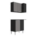 Ver imagem 6 de Kit Armário de Cozinha Aéreo Canto com Balcão 90cm 3 Portas Pequim Multimóveis Mp2381 Preto/