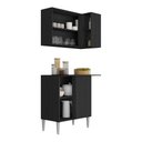Ver imagem 4 de Kit Armário de Cozinha Aéreo Canto com Balcão 90cm 3 Portas Pequim Multimóveis Mp2381 Preto/