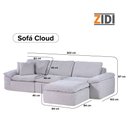 Ver imagem 4 de Sofá Modular na Caixa 3 Lugares com Puff Linho Aveludado D32 Cinza 303cm Cloud Zidi