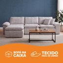 Ver imagem 5 de Sofá Modular na Caixa 3 Lugares com Puff Linho Aveludado D32 Cinza 303cm Cloud Zidi