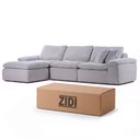 Ver imagem 1 de Sofá Modular na Caixa 3 Lugares com Puff Linho Aveludado D32 Cinza 303cm Cloud Zidi