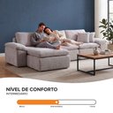 Ver imagem 6 de Sofá Modular na Caixa 3 Lugares com Puff Linho Aveludado D32 Cinza 303cm Cloud Zidi
