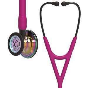 Estetoscopio 3m Littmann Cardiology Iv 6241 Framboesa com Rainbow Alto Polimento e Conector Preto
