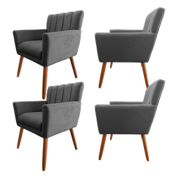 Kit 4 Poltrona Cecília para Área Gourmet Cinza Visammer - 1