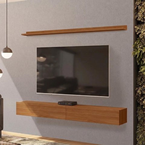 Bancada Suspensa e Prateleira 197cm Slat Z49 Cinamomo - Mpozenato