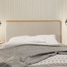 Cabeceira Cama Box Casal 1,40m Estofada Detalhe em Madeira Java Linho Capuccino - 1