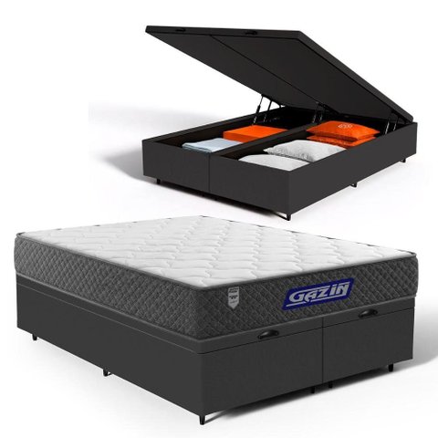 Cama Box Baú com Colchão Gazin de Espuma D28 Double Face Force Up Queen 158cm