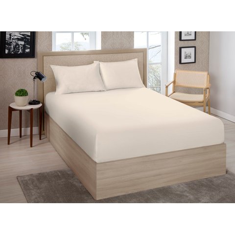 Lencol Casal (138) Avulso Liso Sortido C/ Elastico 70% Algodao 30% Poliester - Estamparia:perola