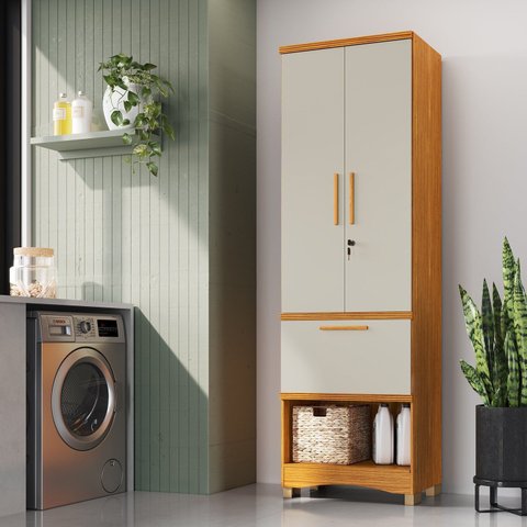 Armário Multiuso 2 Portas 1 Gaveta 61,70cm 100% MDF Chianti Espresso Móveis