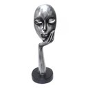 Ver imagem 1 de Escultura Estátua Máscara Face Mão no Rosto 36 Cm:prata Envelhecido