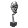 Escultura Estátua Máscara Face Mão no Rosto 36 Cm:prata Envelhecido - 1