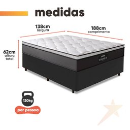 Cama Box Casal Colchão Gazin Maximus Molas Ensacadas 138x188x62cm Cinza / Preto - 4 Cama Box Casal Colchão Gazin Maximus Molas Ensacadas 138x188x62cm Cinza / Preto - 4