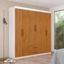Ver imagem 1 de Guarda-Roupa Solteiro com 6 Portas e 2 Gavetas 153cm Multimóveis CR35568 Branco/Madeirado