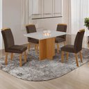 Ver imagem 1 de Conjunto Mesa de Jantar 120cm com 4 Cadeiras Estofadas Multimóveis Crrft-CON040 Madeirado/Off White