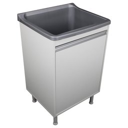 Tanque de Lavanderia 34 Litros Gabinete com Sifão e Válvula Cor:cinza - 1