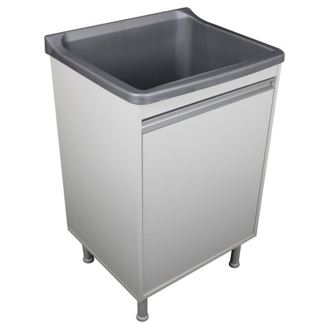 Tanque de Lavanderia 34 Litros Gabinete com Sifão e Válvula Cor:cinza