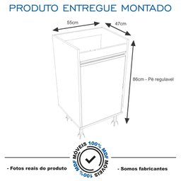 Tanque de Lavanderia 34 Litros Gabinete com Sifão e Válvula Cor:cinza - 6