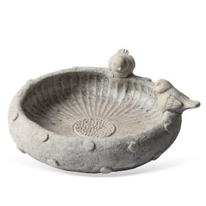 Escultura Decorativa Comedouro Passaros em Cimento 27cm