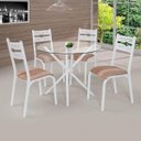 Ver imagem 1 de Conjunto de Mesa Redonda com 4 Cadeiras Luna Clássica Branco/Capuccino