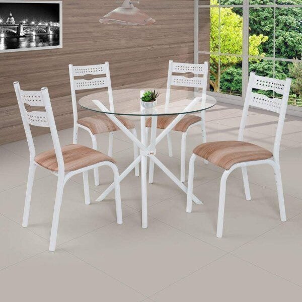 Conjunto Mesa 4 Cadeiras Bistro Branca Plástico Antares - WebContinental